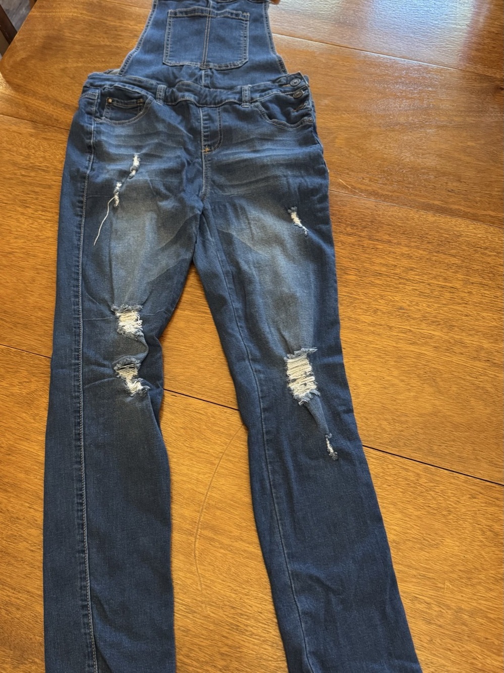 ENJEAN Distressed Denim Overalls Womens M Medium Wash Skinny Y2K Grunge39